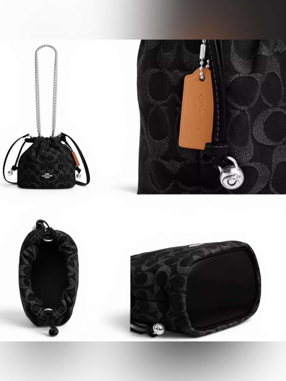 Coach Faye Mini Drawstring Bag, CCZ45, Black Denim, NWT - Picture 6 of 10